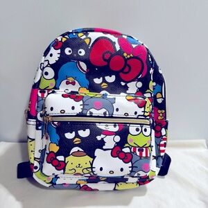 Hello Kitty Backpack All-over Print Sanrio Keroppi Kuromi Melody  Black New